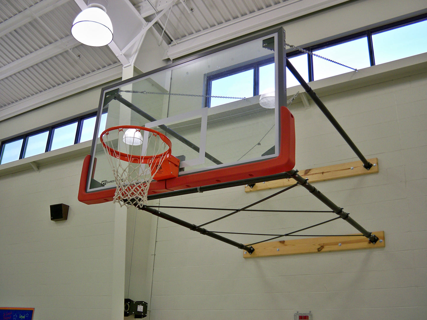 Corner Mount Stationary Wall Mount Basketball Backstop, 9' - 12' Length