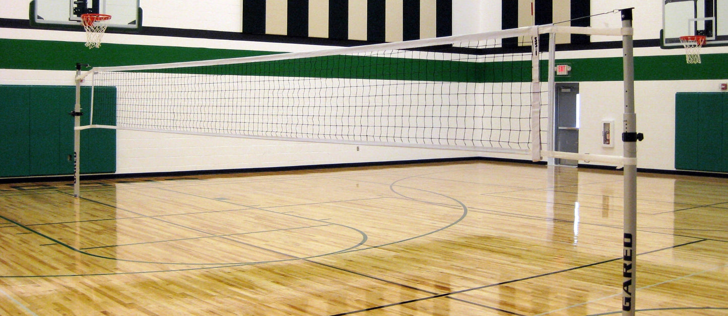 RALLYLINE 3 1/2" OD Scholastic Telescopic One-Court Volleyball System, Less Floor Sleeves and Covers