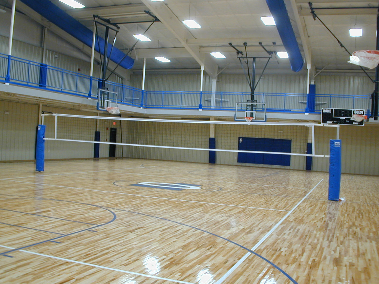 RALLYLINE 3 1/2" OD Scholastic Telescopic One-Court Volleyball System, Less Floor Sleeves and Covers