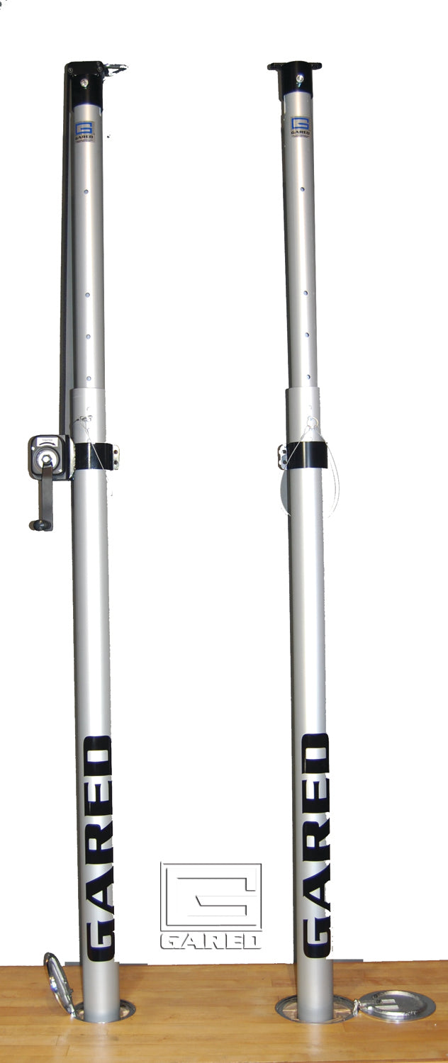 RALLYLINE 3 1/2" OD Scholastic Telescopic One-Court Volleyball System, Less Floor Sleeves and Covers