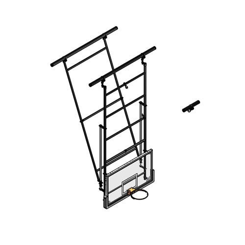 Dual Post Rear-Braced Front-Folding Ceiling Hung Basketball Backstop