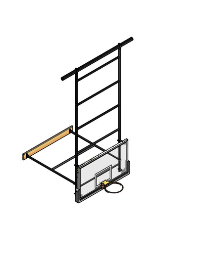 Dual Post Wall-Braced Stationary Ceiling Hung Basketball Backstop