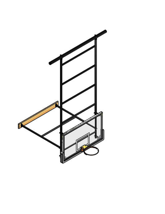 Dual Post Wall-Braced Stationary Ceiling Hung Basketball Backstop