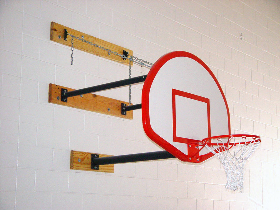 Direct Mount Stationary Wall Mount Basketball Backstop, 9' - 12' Length