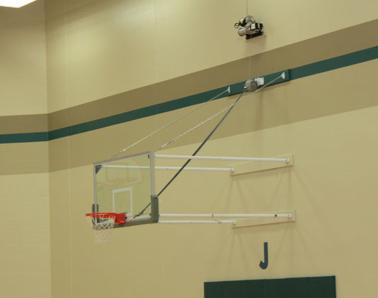 Corner Mount Fold-Up Wall Mount Basketball Backstop, 4' - 6' Length