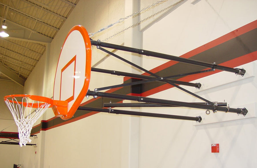 Corner Mount Side-Fold Wall Mount Basketball Backstop, 6' - 9' Length
