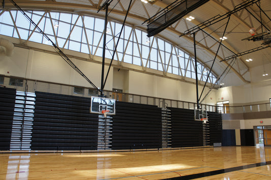 Single Post Side-Braced Side-Folding Ceiling Hung Basketball Backstop