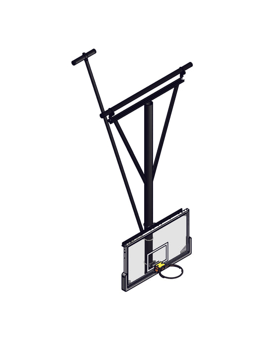 Single Post Rear-Braced Stationary Ceiling Hung Basketball Backstop