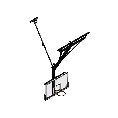 Bent Single Post Rear-Braced Rear-Folding Ceiling Hung Basketball Backstop
