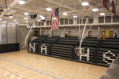 Bent Single Post Front-Braced Front-Folding Ceiling Hung Basketball Backstop