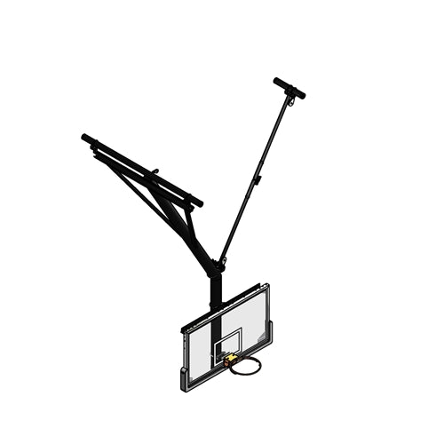 Bent Single Post Side-Braced Side-Folding Ceiling Hung Basketball Backstop