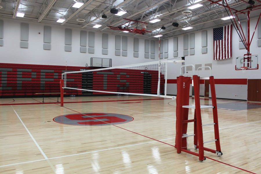 RALLYLINE 3 1/2" OD Scholastic Telescopic One-Court Volleyball System