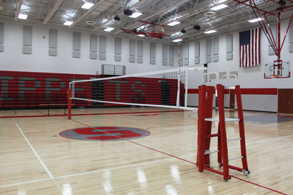 RALLYLINE 3 1/2" OD Scholastic Telescopic One-Court Volleyball System, Less Floor Sleeves and Covers