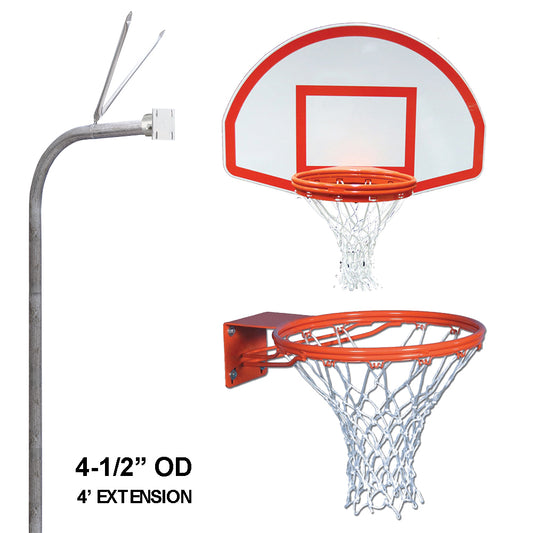 Gooseneck 4.5" FAL Basketball System, Fan Shaped Backboard