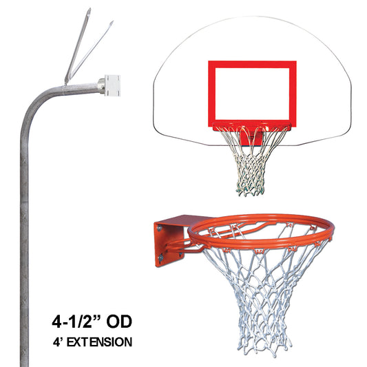 Gooseneck 4.5" FST Basketball System, Fan Shaped Steel