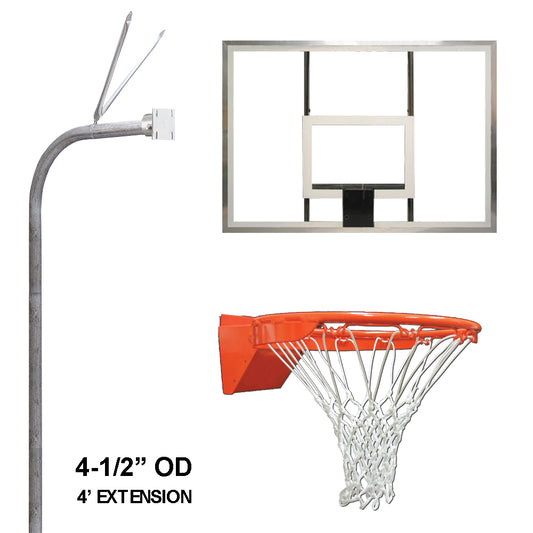 Gooseneck 4.5" RPGR Basketball System, Acrylic Backboard