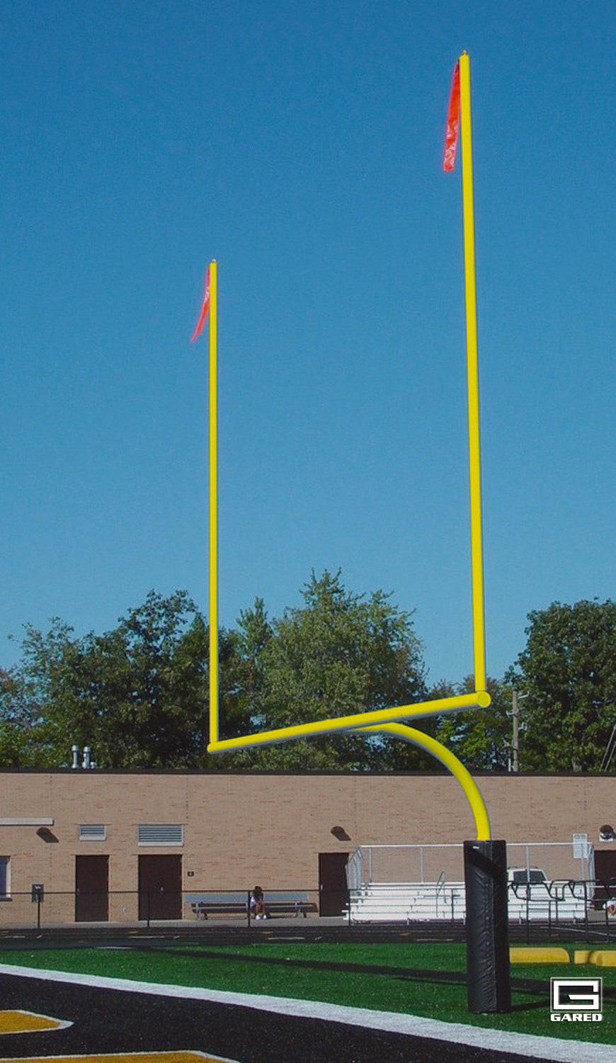 High School 5-9/16" O.D. Yellow Football Goalpost, Surface Mount