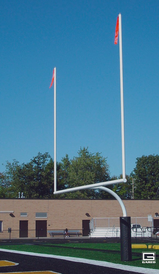 High School 5-9/16" O.D. White Football Goalposts, Permanent/Sleeve Mount