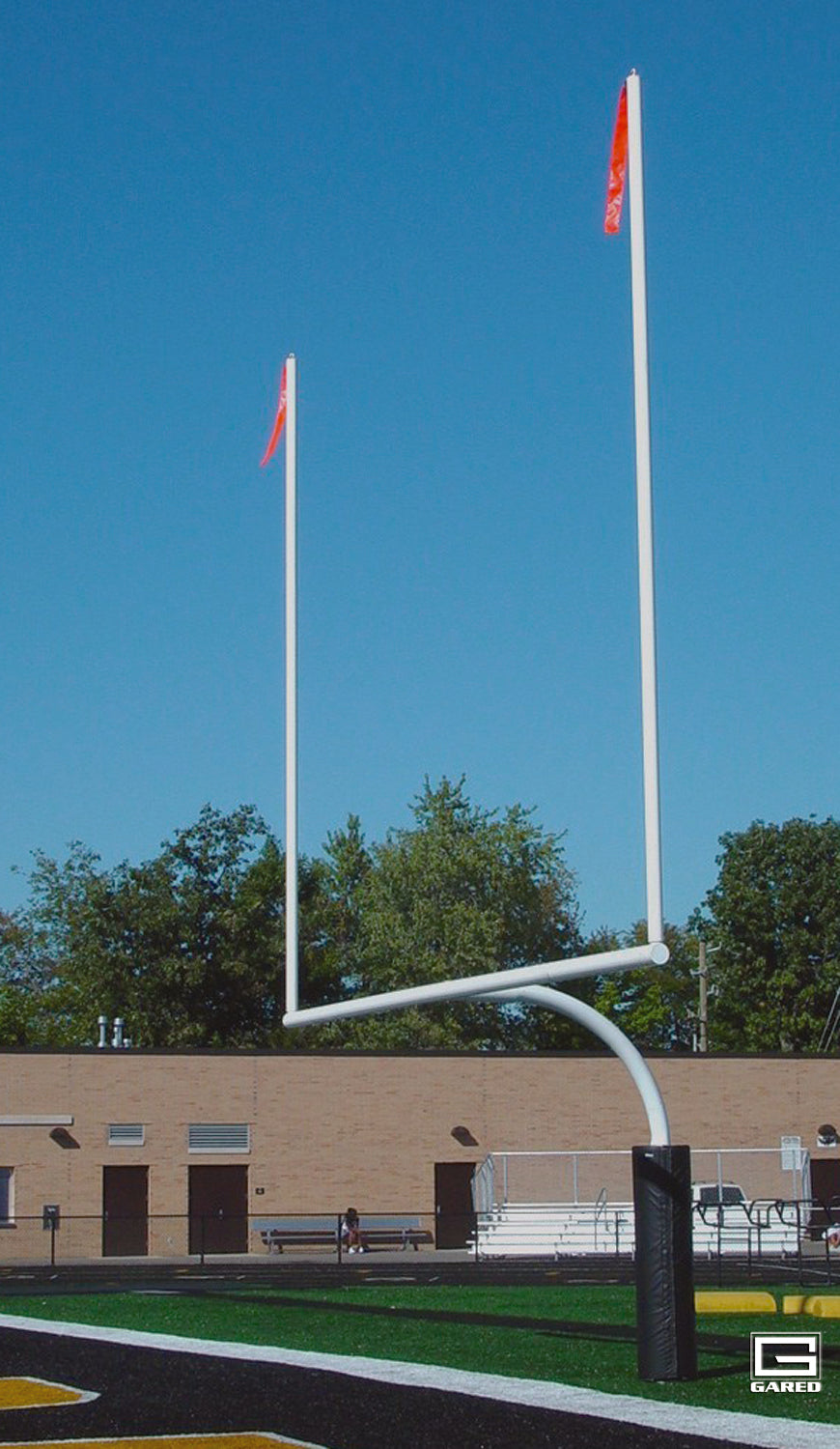 High School 5-9/16" O.D. White Football Goalposts, Permanent/Sleeve Mount