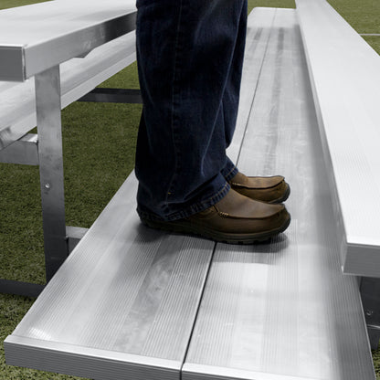 Spectator Stationary 7' 6" Low Rise Bleacher, 3 Row, Double Foot Plank