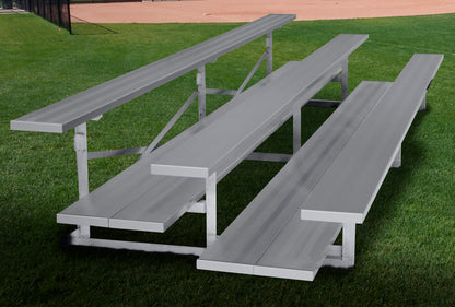 Spectator Stationary 21' Low Rise Bleacher, 3 Row, Double Foot Plank