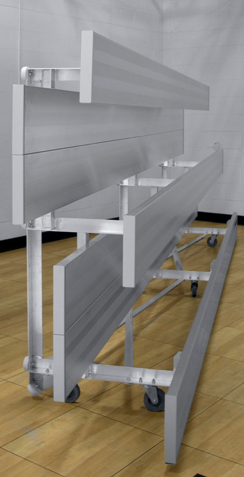 Spectator Tip n' Roll 7' 6" Low Rise Bleacher, 3 Row, Double Foot Plank
