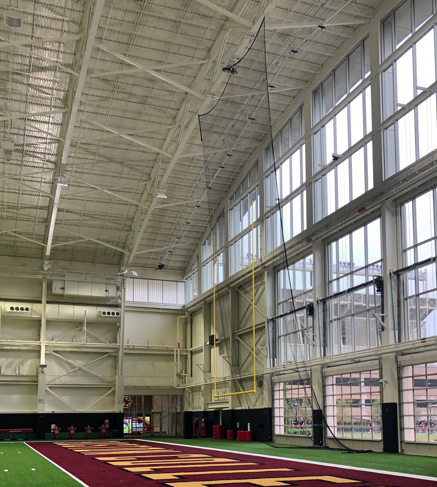 Ceiling-Hung Retractable Football Goalposts
