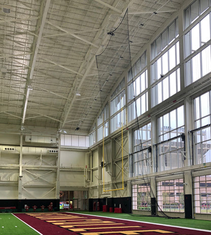 Ceiling-Hung Retractable Football Goalposts