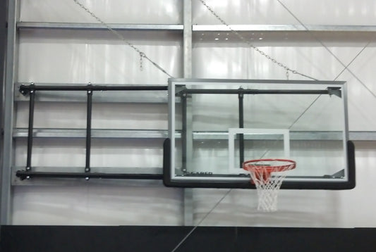 Corner Mount Side-Fold Wall Mount Basketball Backstop, 6' - 9' Length